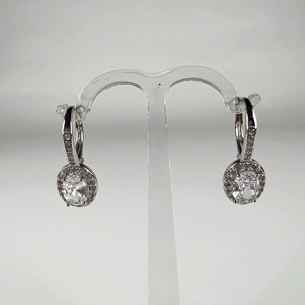 Cercei drop zirconia leverback argint 925, 22mm - vedere 1