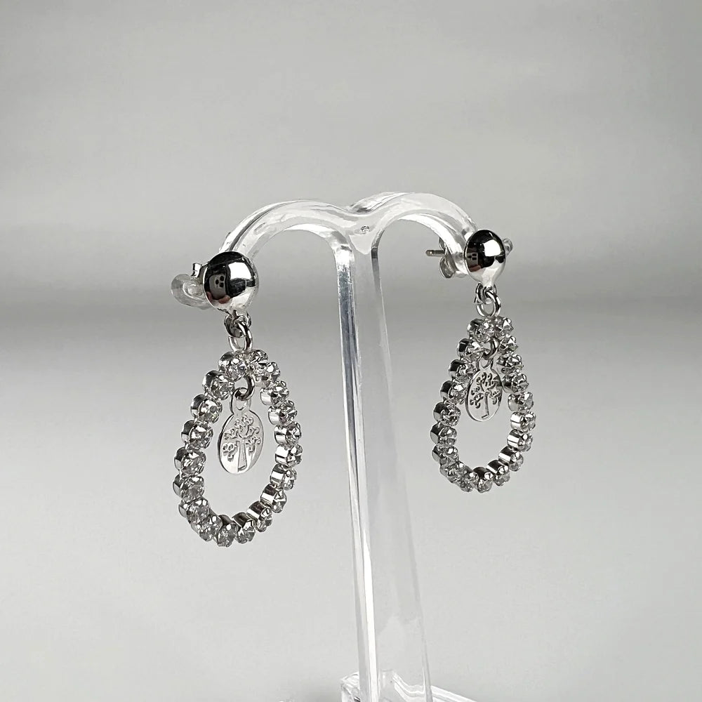 Cercei cu zirconia si surub din argint 925, 28 mm - vedere 1