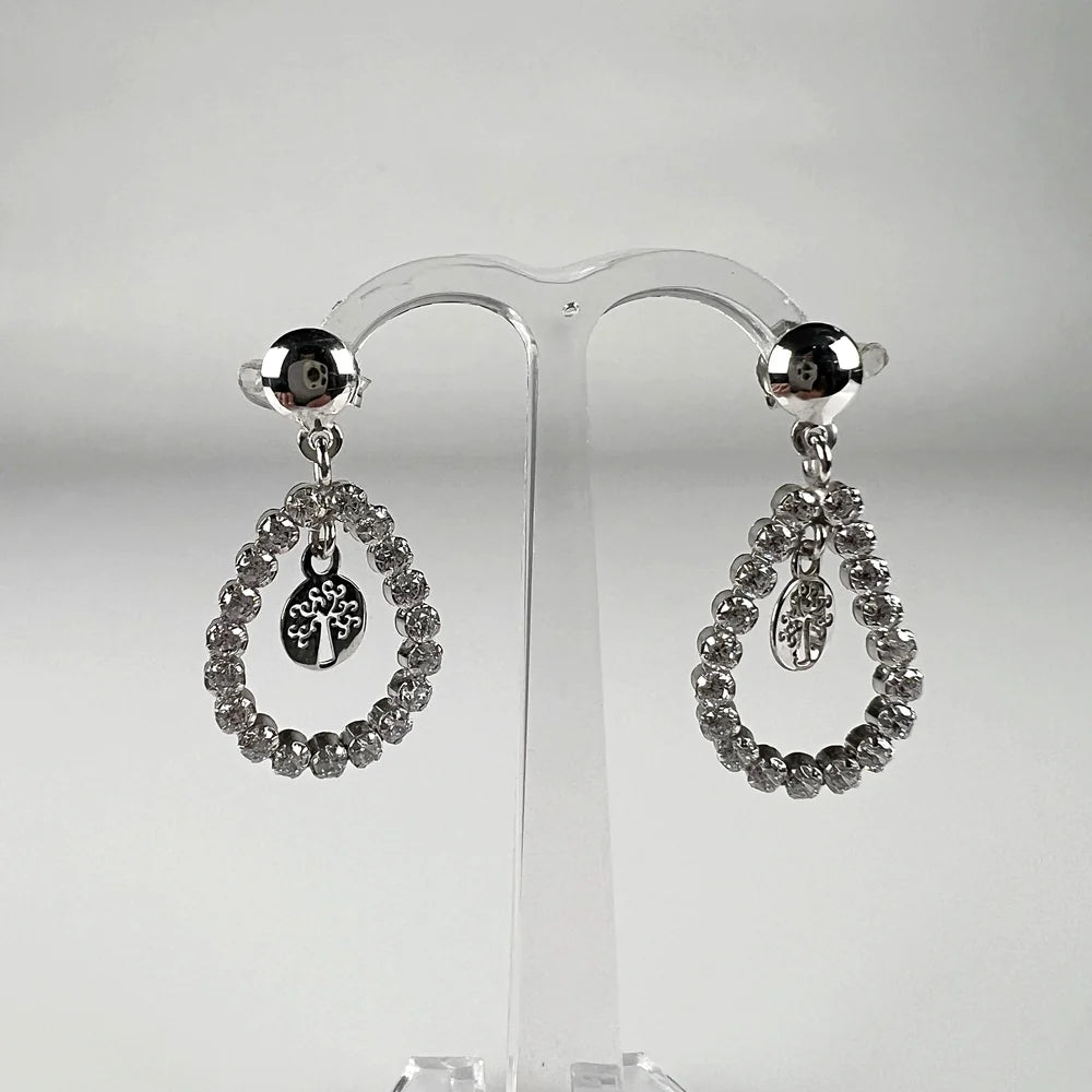 Cercei cu zirconia si surub din argint 925, 28 mm - vedere 2