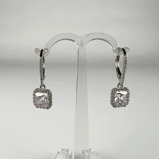 Cercei lungi zirconia cu leverback din argint 925 - vedere 1