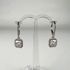 Cercei lungi zirconia cu leverback din argint 925 - vedere 1