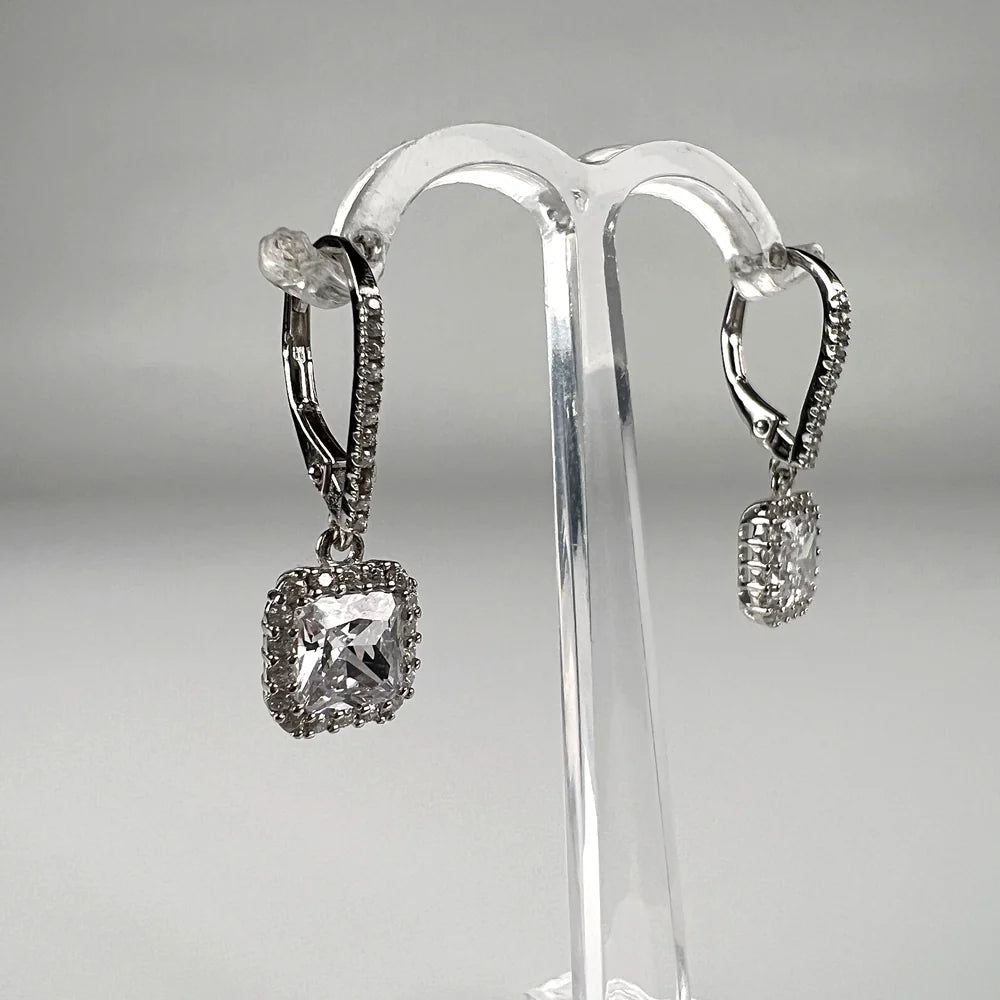 Cercei lungi zirconia cu leverback din argint 925 - vedere 2