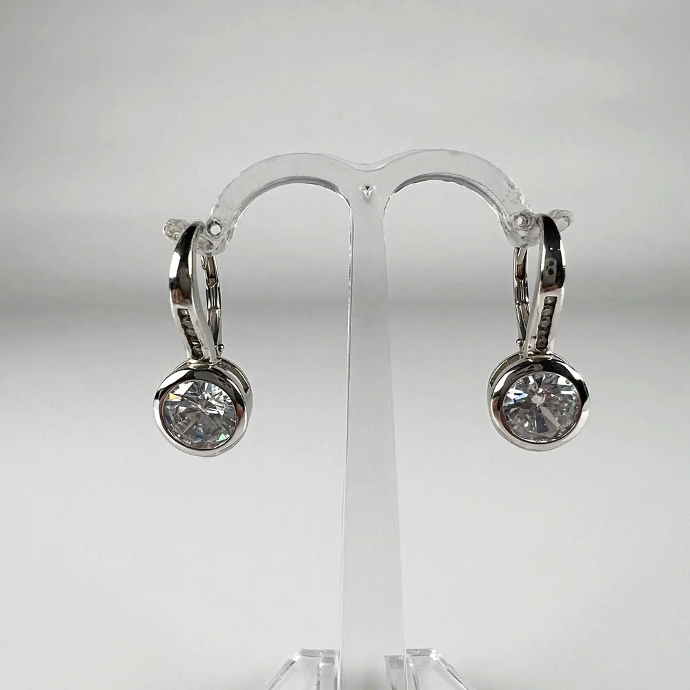 Cercei drop zirconia cu prindere leverback din argint 925 - vedere 1