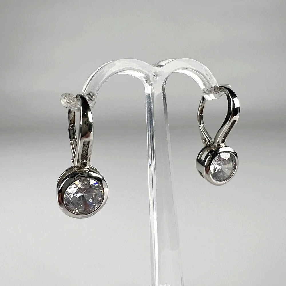 Cercei drop zirconia cu prindere leverback din argint 925 - vedere 2
