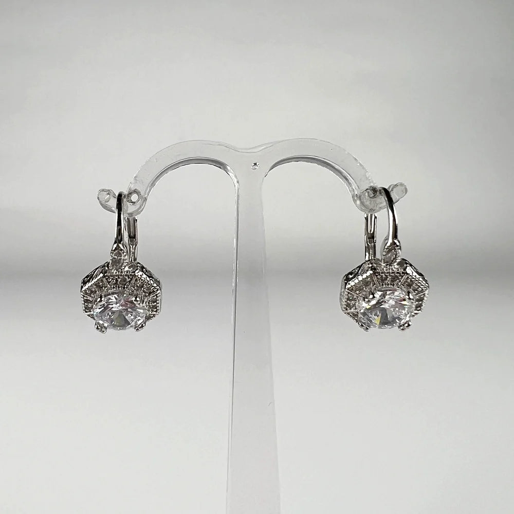 Cercei drop zirconia leverback din argint 925 pentru femei - vedere 1