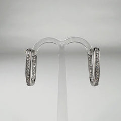Cercei creole argint 925 cu zirconia si prindere leverback 19mm - vedere 1