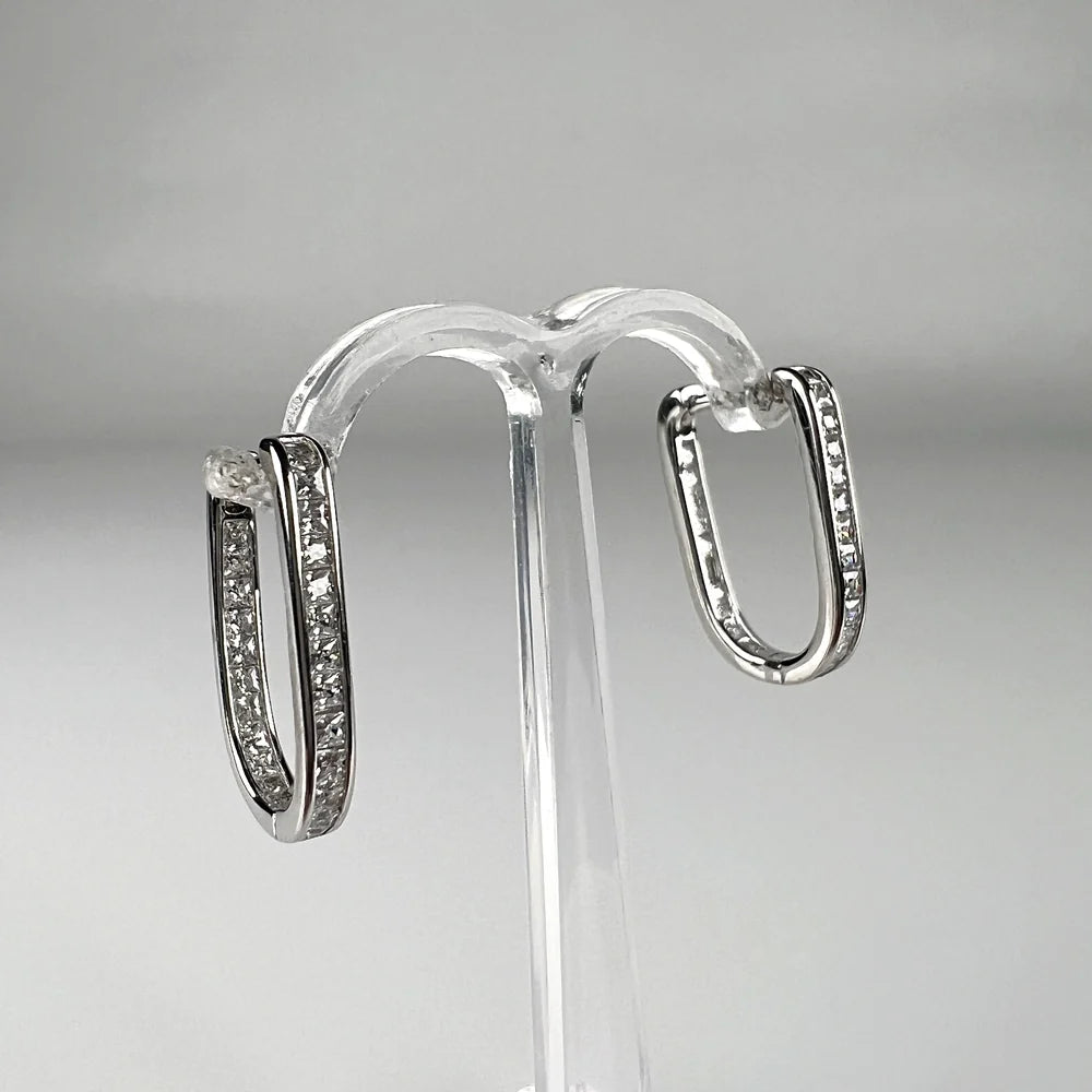 Cercei creole argint 925 cu zirconia si prindere leverback 19mm - vedere 2