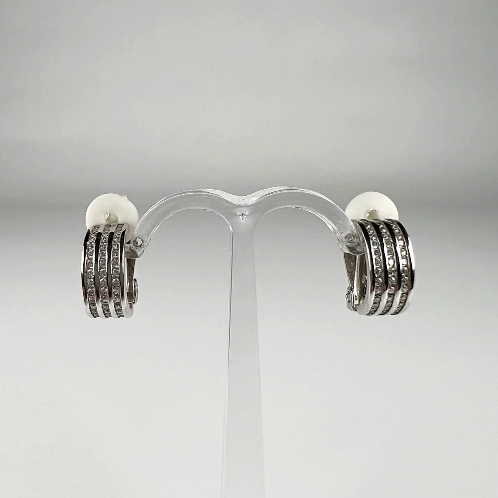Cercei clips cu zirconia si argint 925, 14mm - vedere 1