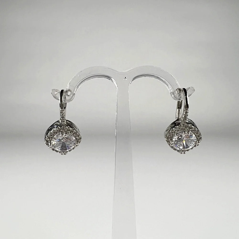 Cercei drop zirconia cu prindere leverback din argint 925 - vedere 1