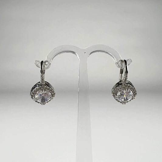 Cercei drop zirconia cu prindere leverback din argint 925 - vedere 1