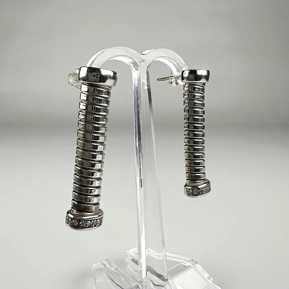 Cercei cu zirconia si surub din argint 925, 35mm - vedere 1