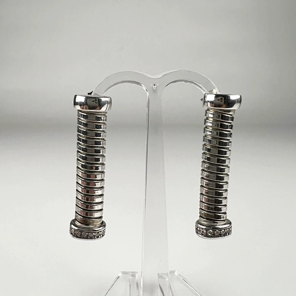 Cercei cu zirconia si surub din argint 925, 35mm - vedere 2