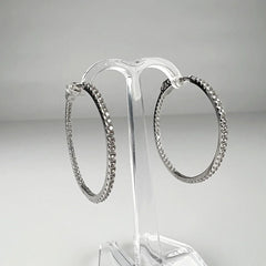 Cercei creole argint 925 cu zirconia, 35mm, sistem continuu - vedere 2
