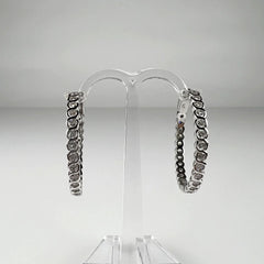 Cercei creole argint 925 cu zirconia 30mm - prindere continua - vedere 1