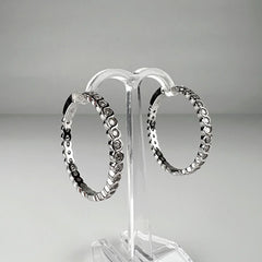 Cercei creole argint 925 cu zirconia 30mm - prindere continua - vedere 2