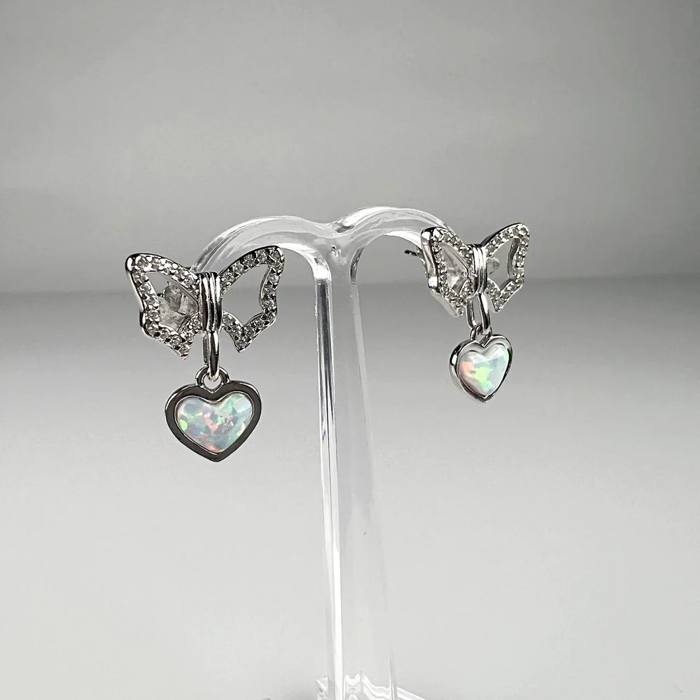 Cercei drop opal argint 925 cu prindere fluture eleganti - vedere 1