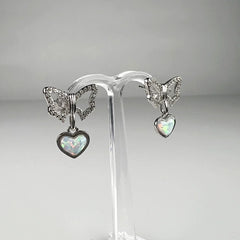 Cercei drop opal argint 925 cu prindere fluture eleganti - vedere 1