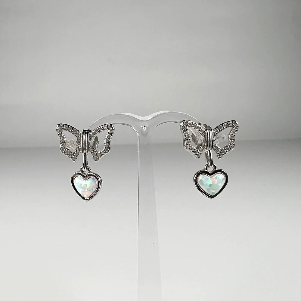 Cercei drop opal argint 925 cu prindere fluture eleganti - vedere 2