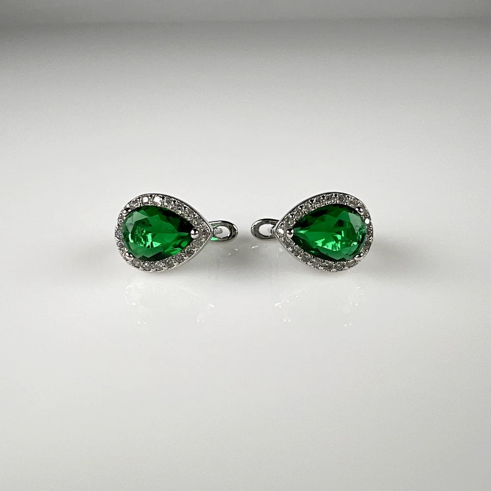 Cercei creole zirconia cu prindere leverback din argint 925 - vedere 1