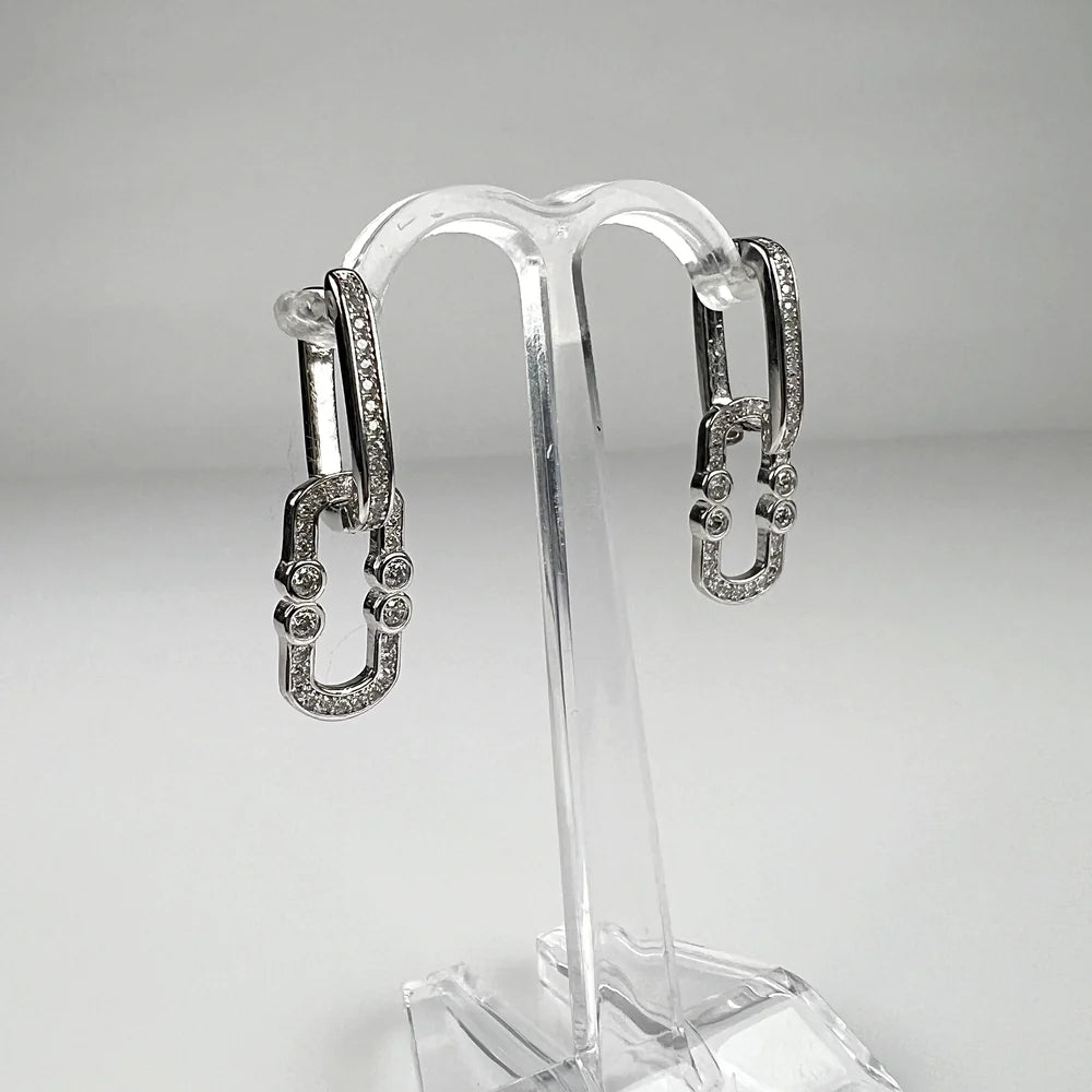 Cercei drop zirconia cu prindere huggie din argint 925 - vedere 1