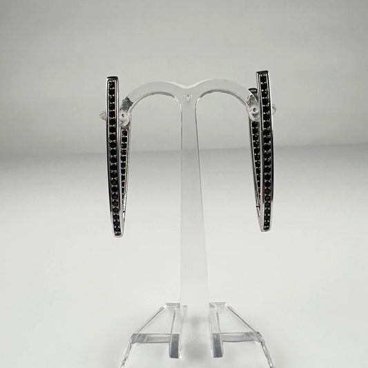 Cercei hoop zirconia leverback argint 925, 35mm - vedere 1