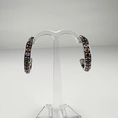 Cercei creole zirconia din argint 925 cu prindere fluture - vedere 1