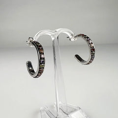 Cercei creole zirconia din argint 925 cu prindere fluture - vedere 2
