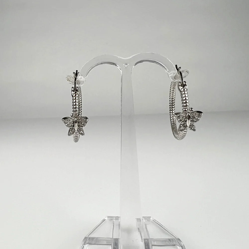 Cercei creole argint 925 cu zirconia - 20mm continua - vedere 1