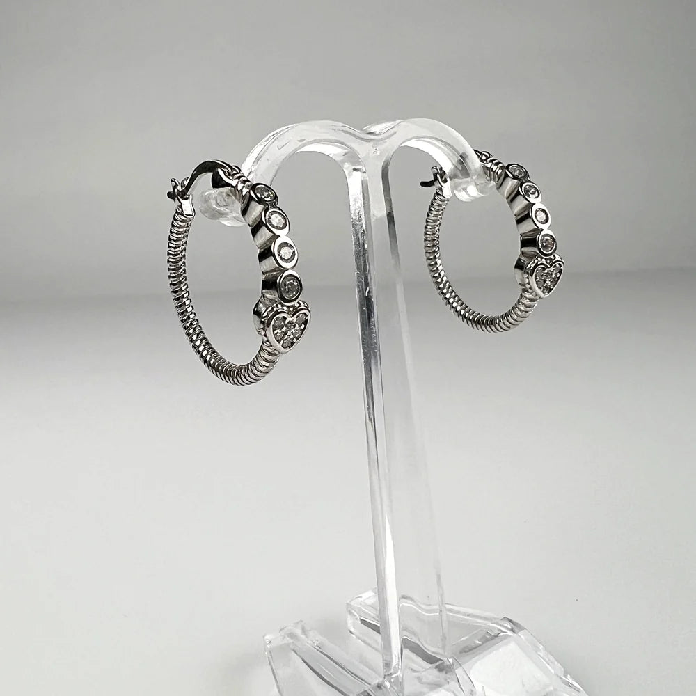 Cercei creole argint 925 cu zirconia - 20mm - vedere 2