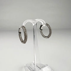 Cercei creole argint 925 cu zirconia, 15 mm, prindere continua - vedere 2