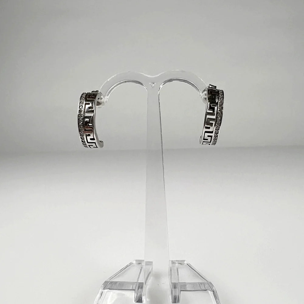 Cercei creole argint 925 cu zirconia si prindere fluture 10mm - vedere 2