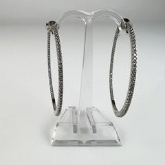 Cercei creole argint 925 cu zirconia, 45 mm - prindere continua - vedere 2