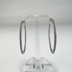 Cercei creole argint 925 cu zirconia 40mm prindere continua - vedere 2