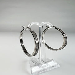 Cercei creole argint 925 cu zirconia, 38mm - creola continua - vedere 1