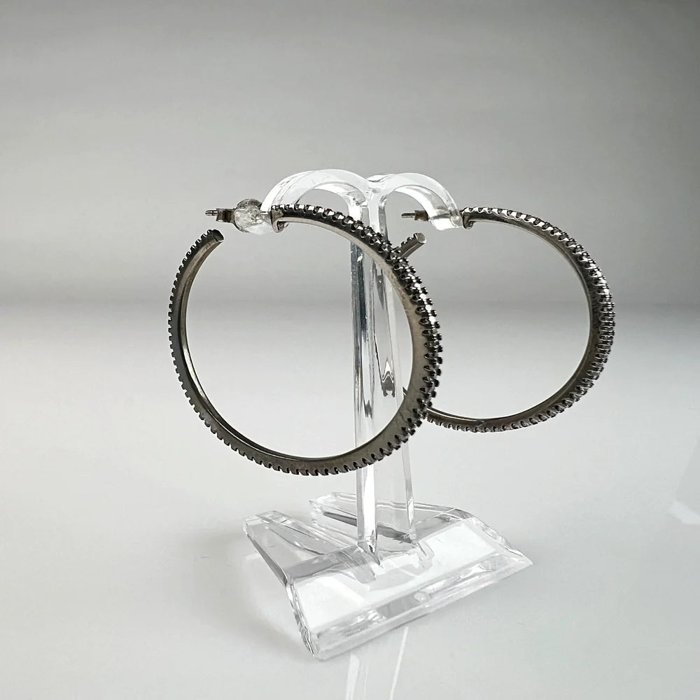 Cercei creole argint 925 cu zirconia 38mm creola continua - vedere 1
