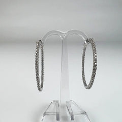 Cercei creole argint 925 cu zirconia, 33mm creola continua - vedere 2