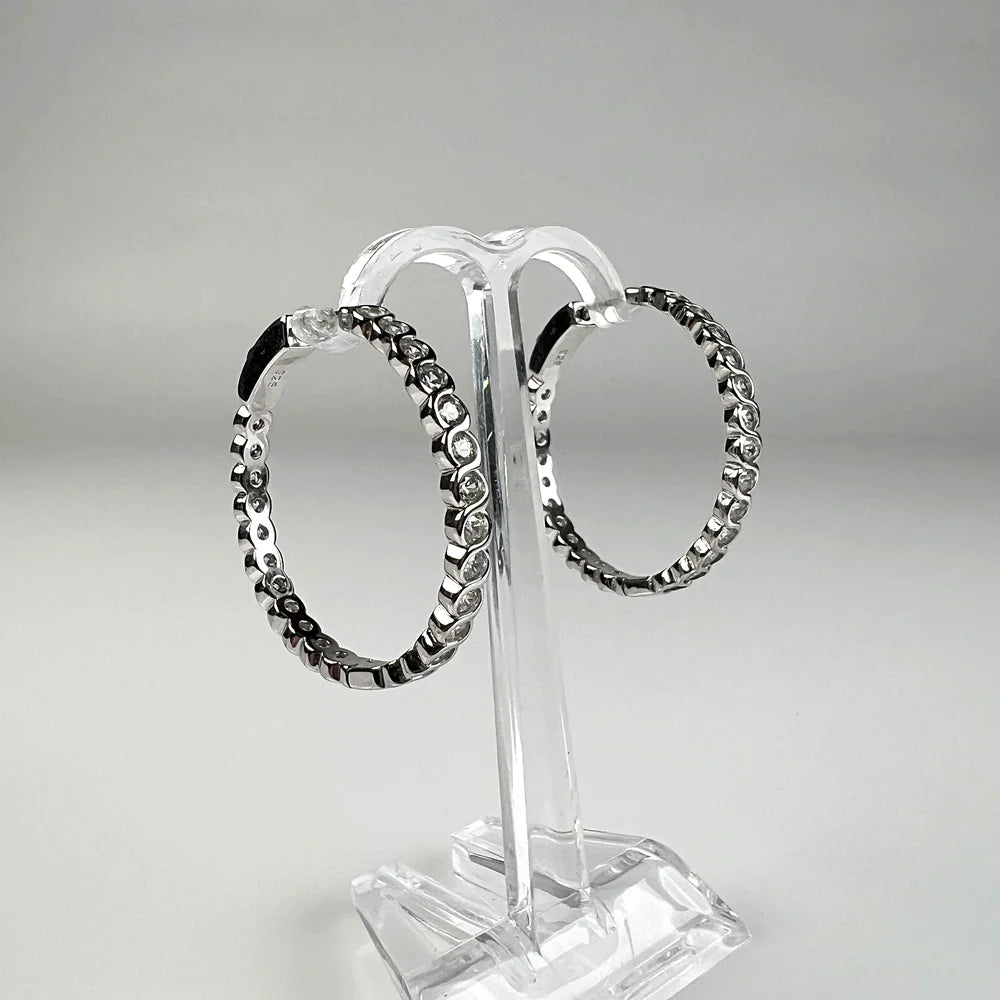 Cercei creole argint 925 cu zircon, 28mm - Mystill - vedere 1