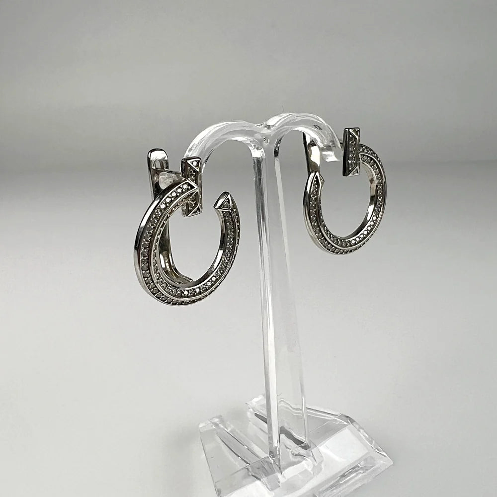 Cercei creole zirconia leverback din argint 925, 22 mm - vedere 1