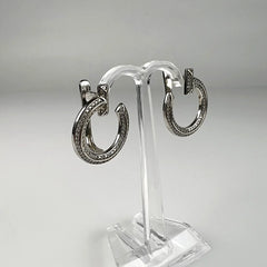Cercei creole zirconia leverback din argint 925, 22 mm - vedere 1