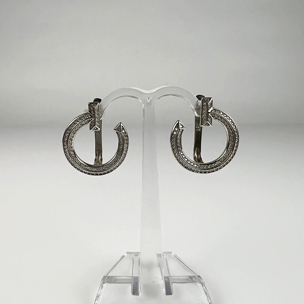 Cercei creole zirconia leverback din argint 925, 22 mm - vedere 2