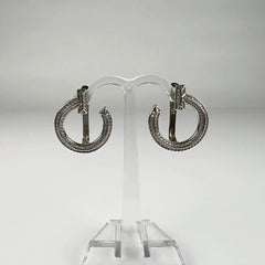 Cercei creole zirconia leverback din argint 925, 22 mm - vedere 2