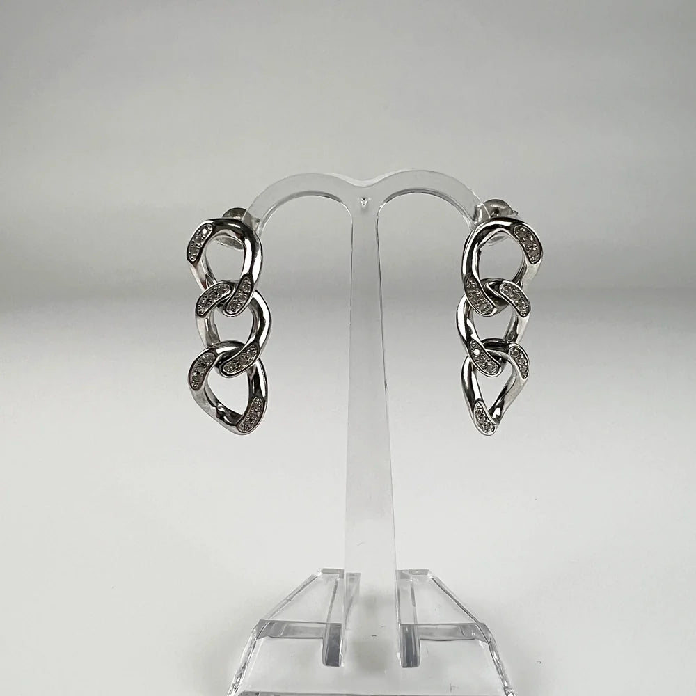 Cercei lungi zirconia cu prindere fluture din argint 925 - vedere 2