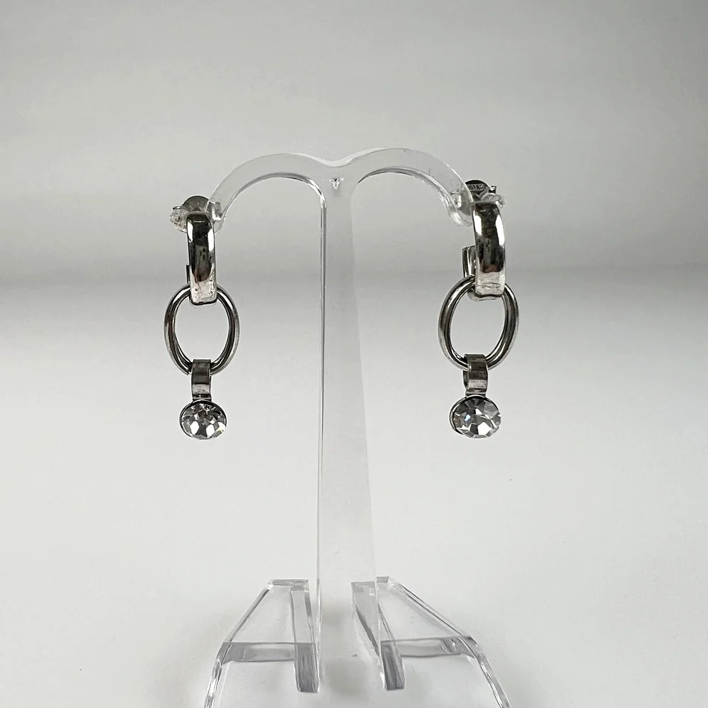 Cercei lungi zirconia cu prindere fluture din argint 925 - vedere 2