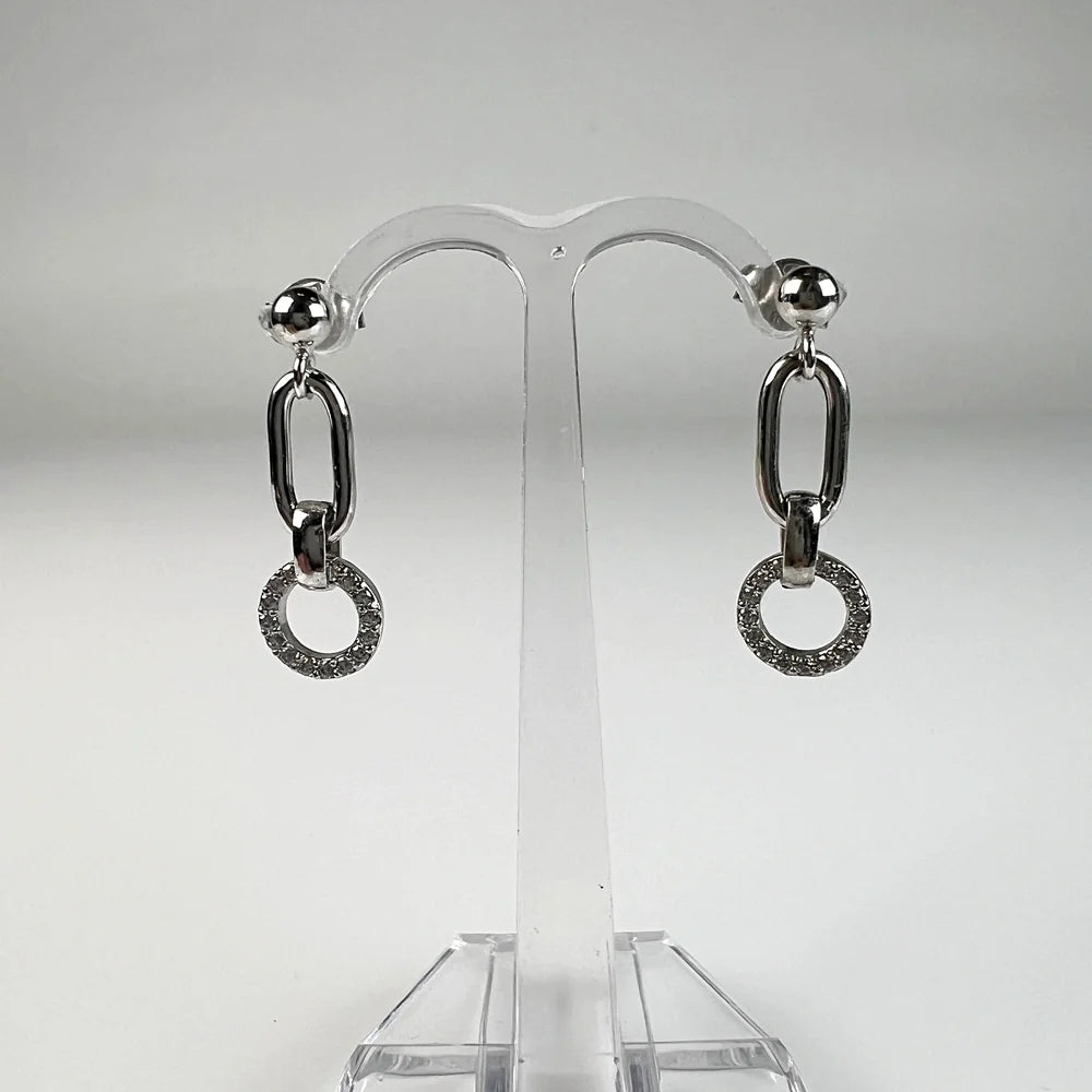 Cercei lungi zirconia cu prindere fluture din argint 925 - vedere 2