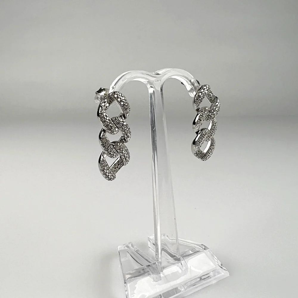 Cercei lungi din argint 925 cu zirconia si sistem fluture - vedere 1