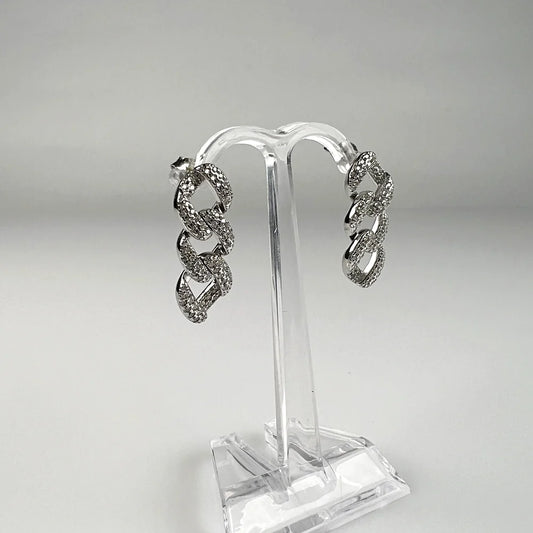 Cercei lungi din argint 925 cu zirconia si sistem fluture - vedere 1
