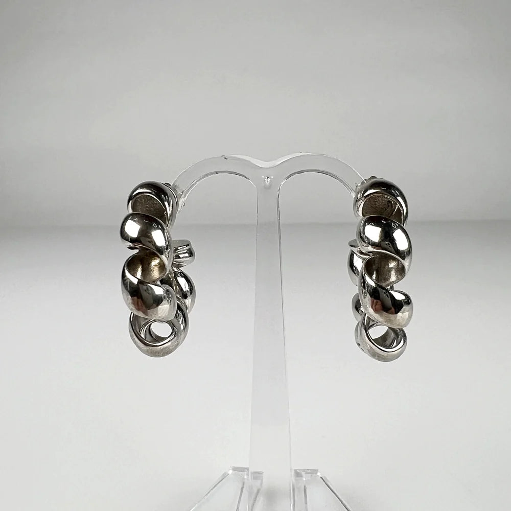Cercei creole argint 925 cu prindere fluture, 22mm - vedere 2