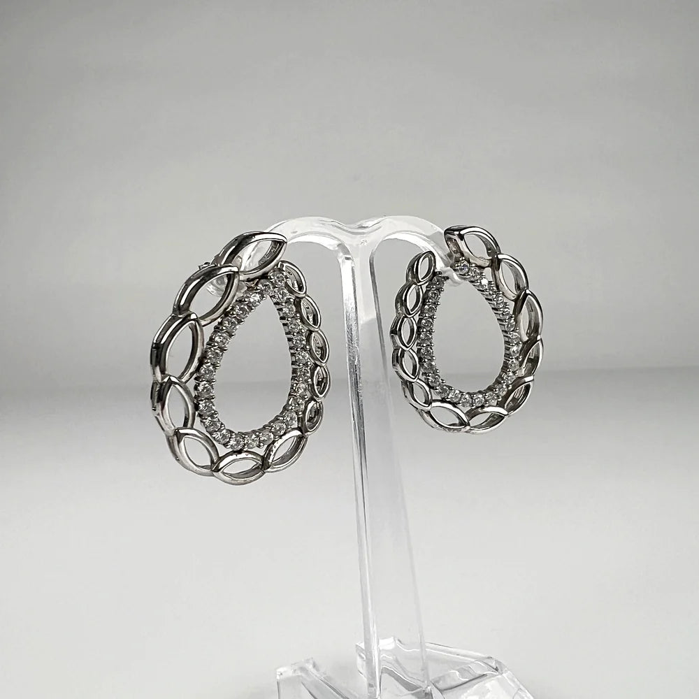 Cercei creole zirconia cu prindere fluture din argint 925 - vedere 1