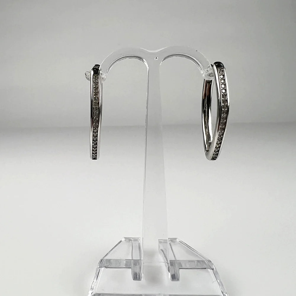 Cercei creole argint 925 cu zirconia, 25mm - lungi si eleganti - vedere 2