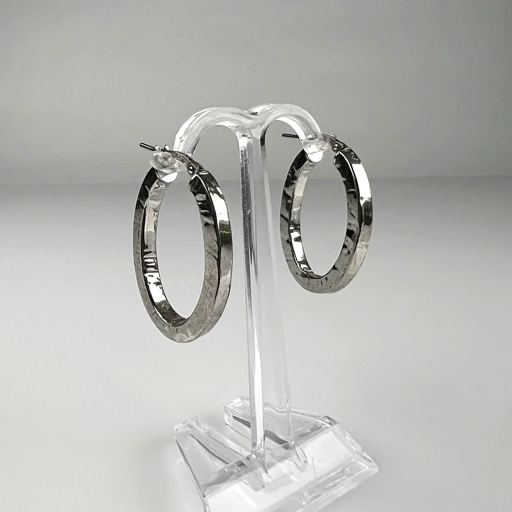 Cercei creole din argint 925, 30 mm, prindere continua - vedere 1